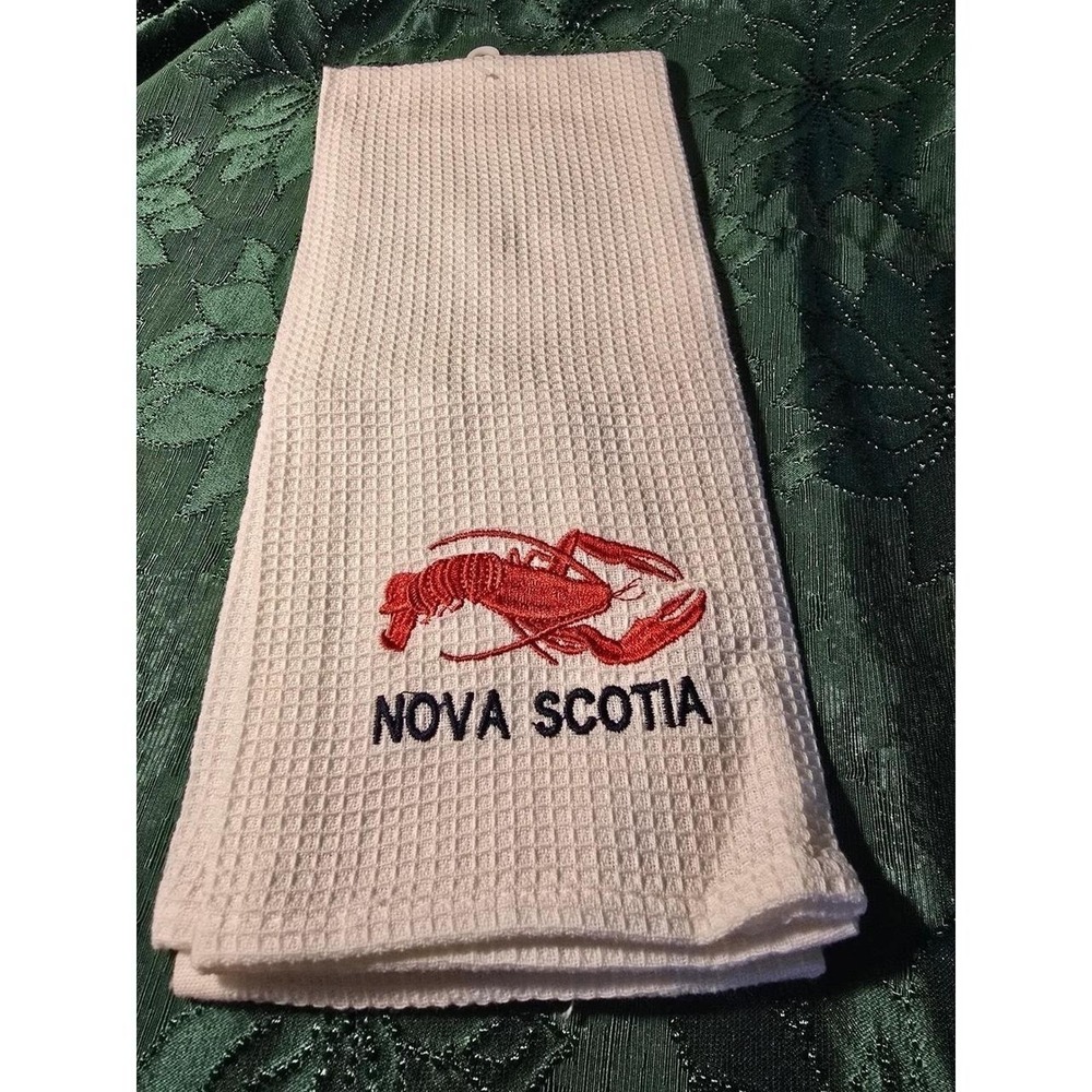 Orange Nova Scotia Lobster Kitchen Dish Towel‎ Waffle Weave Cotton 26x18 /0455